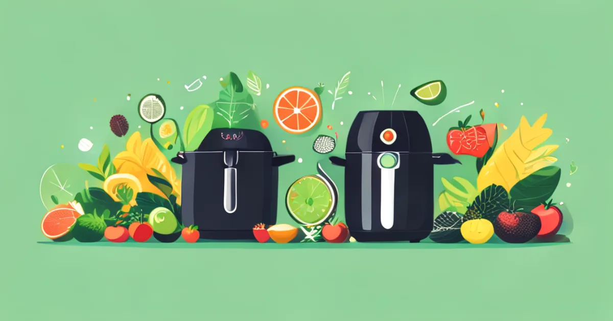 Healthy air fryer cooking ingredients and equipment