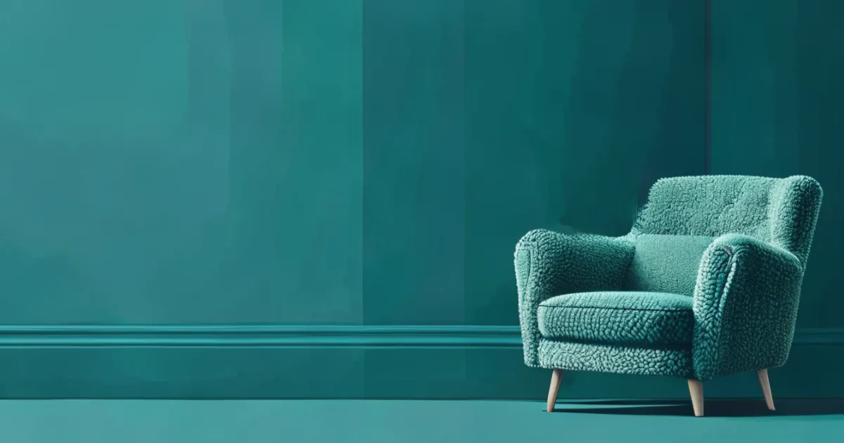 Boucle upholstered armchair construction detail