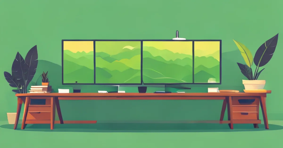 Large desk mat covering dual monitor workspace