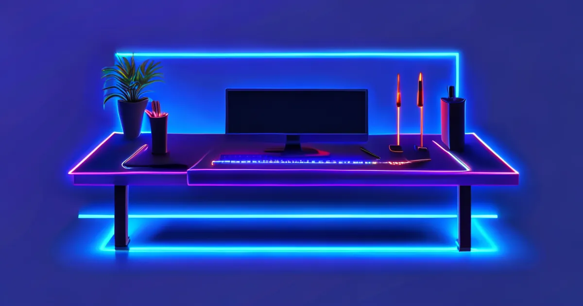 Gaming desk mat with LED lighting effects