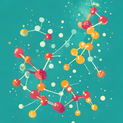 Digestive enzymes breaking down food nutrients visualization