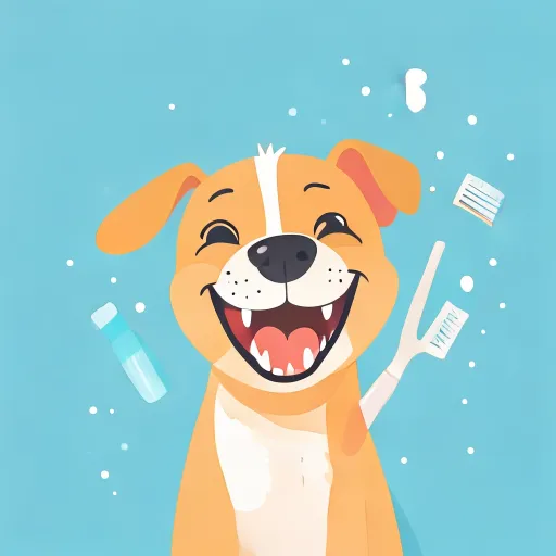 Dog dental care with toothpaste and toothbrush illustration