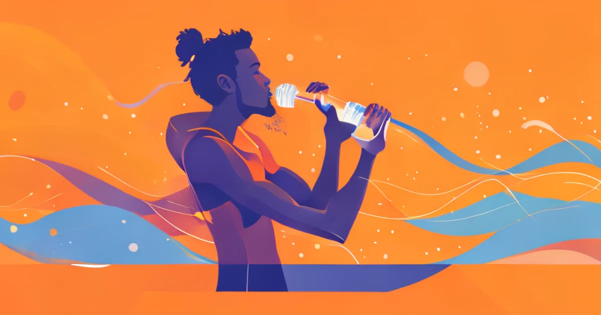 Athlete benefiting from electrolyte drink Athlete benefiting from electrolyte drink