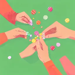 Sharing freeze dried candy with friends