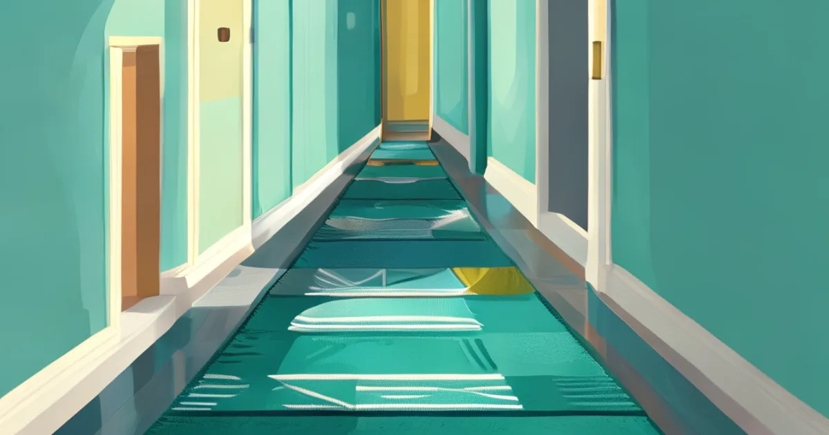 Geometric runner rug in hallway
