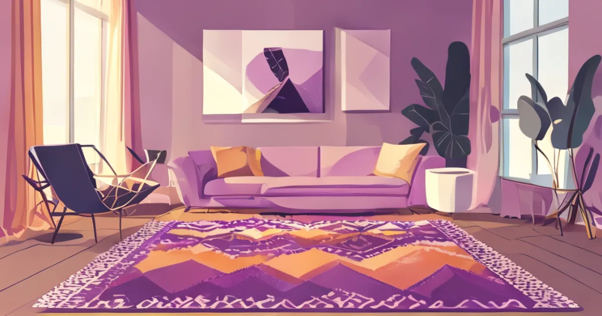 Large geometric rug in living room