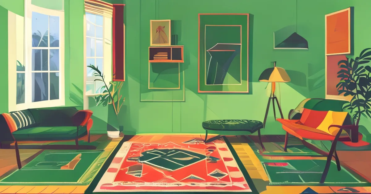 Geometric rugs in different rooms