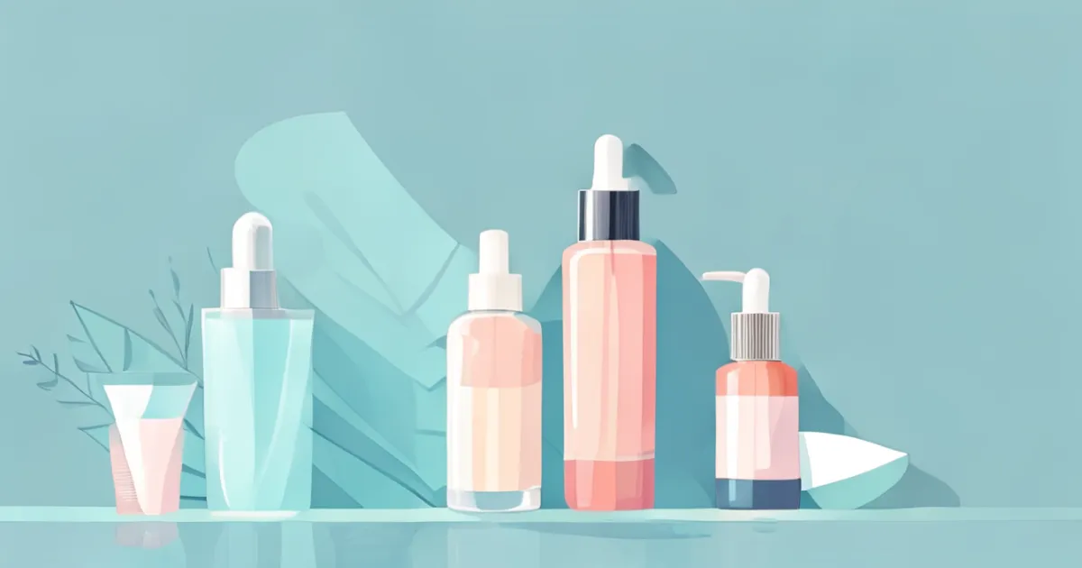 Essential glycolic acid skincare products visualization