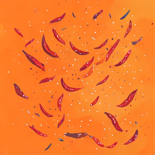 Korean gochugaru chili flakes abstract illustration Korean gochugaru chili flakes abstract illustration