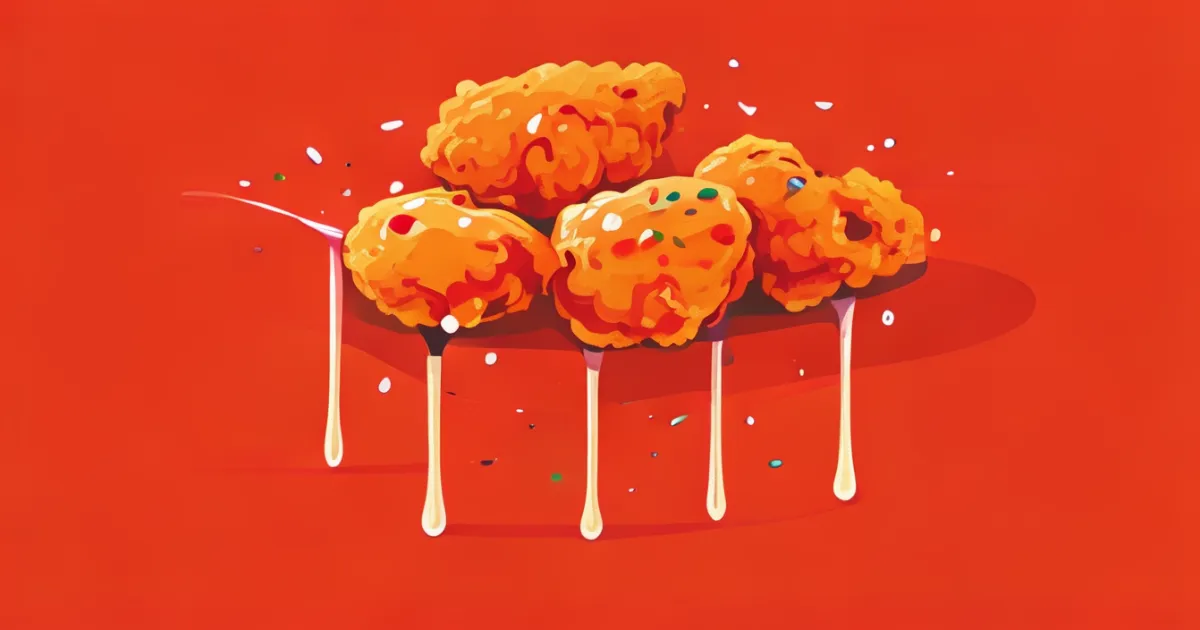 Gochujang glazed fried chicken illustration