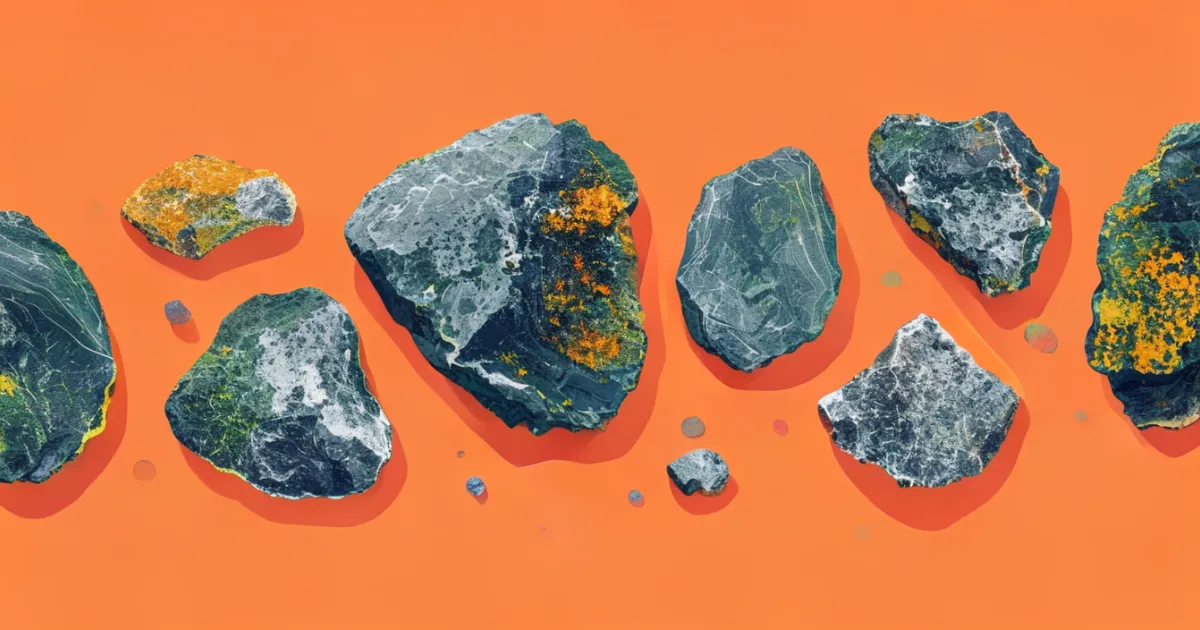 Rough moss agate stones in natural form