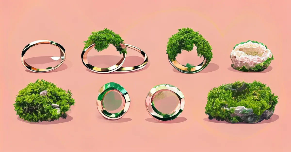 Moss agate wedding ring set styles and designs