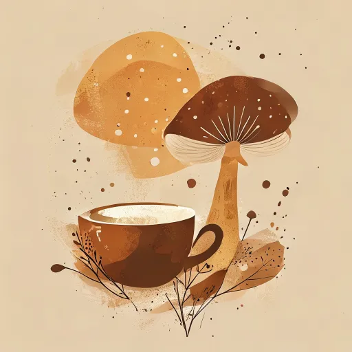 Mushroom coffee concept illustration