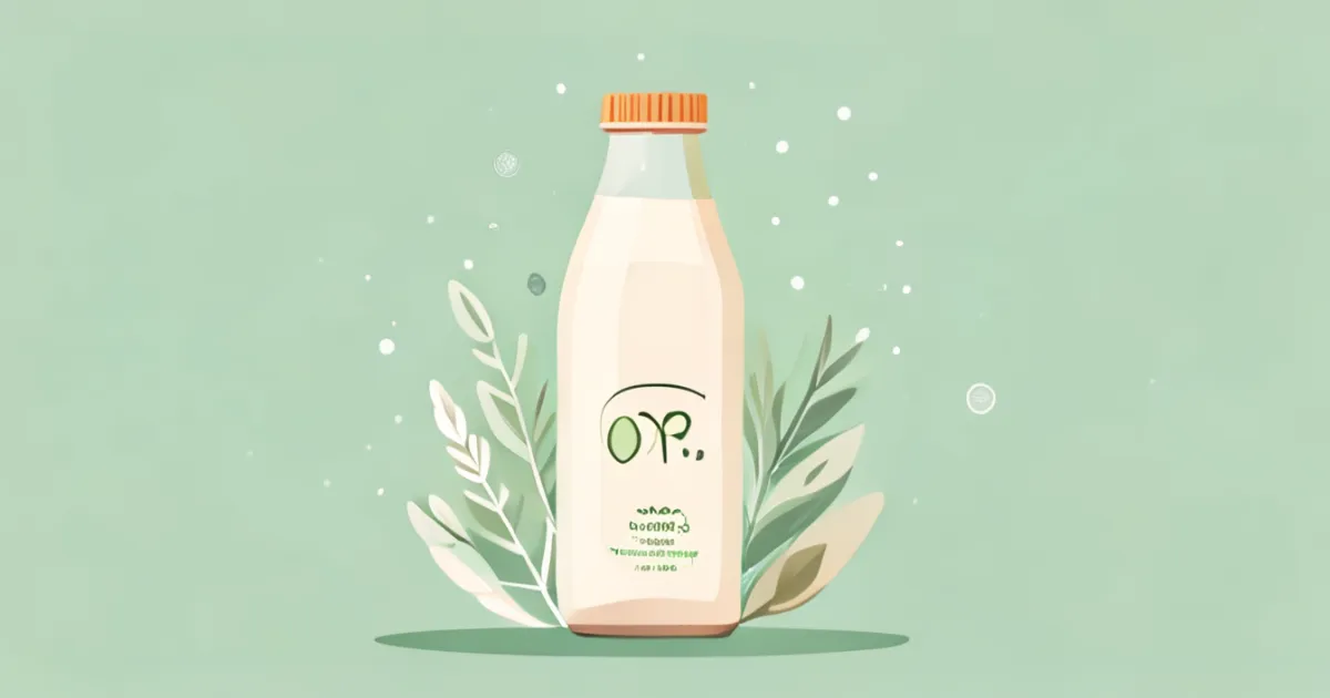 Leche de avena con símbolos nutricionales representando beneficios para la salud