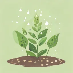 Planta de avena con símbolos ambientales representando sostenibilidad