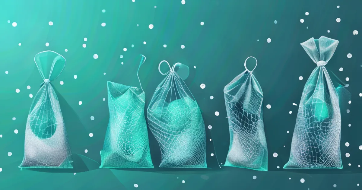 Mesh packing bags with visible contents