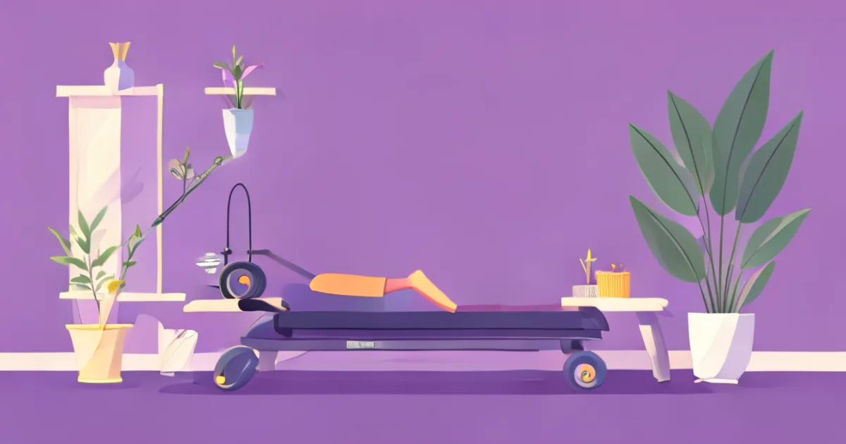 Home Pilates reformer setup with accessories