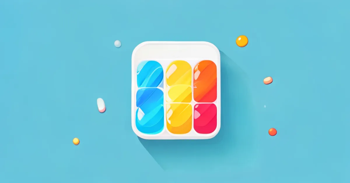 Weekly pill box organizer with color-coded daily compartments