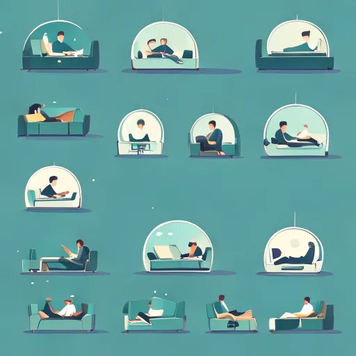Sleep pods in various professional environments