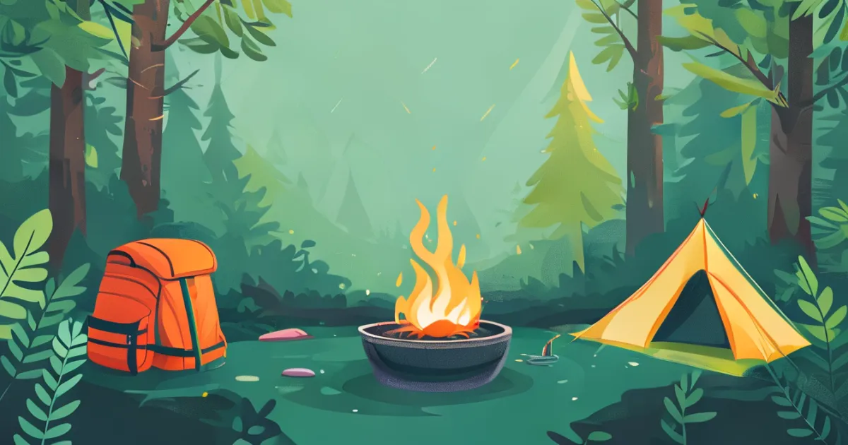 Portable fire pit with camping gear