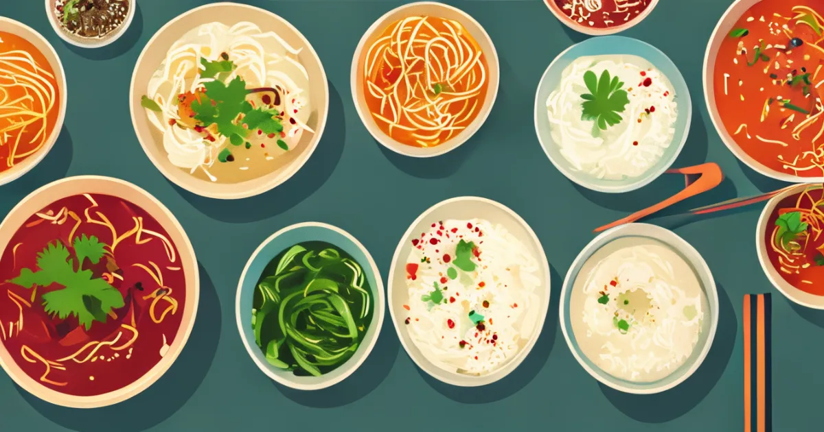 Various dishes seasoned with Japanese togarashi spice