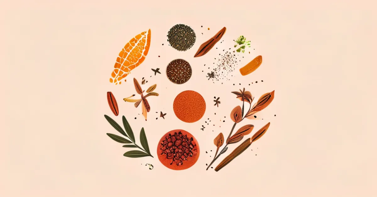 Traditional seven spice ingredients for shichimi togarashi recipe