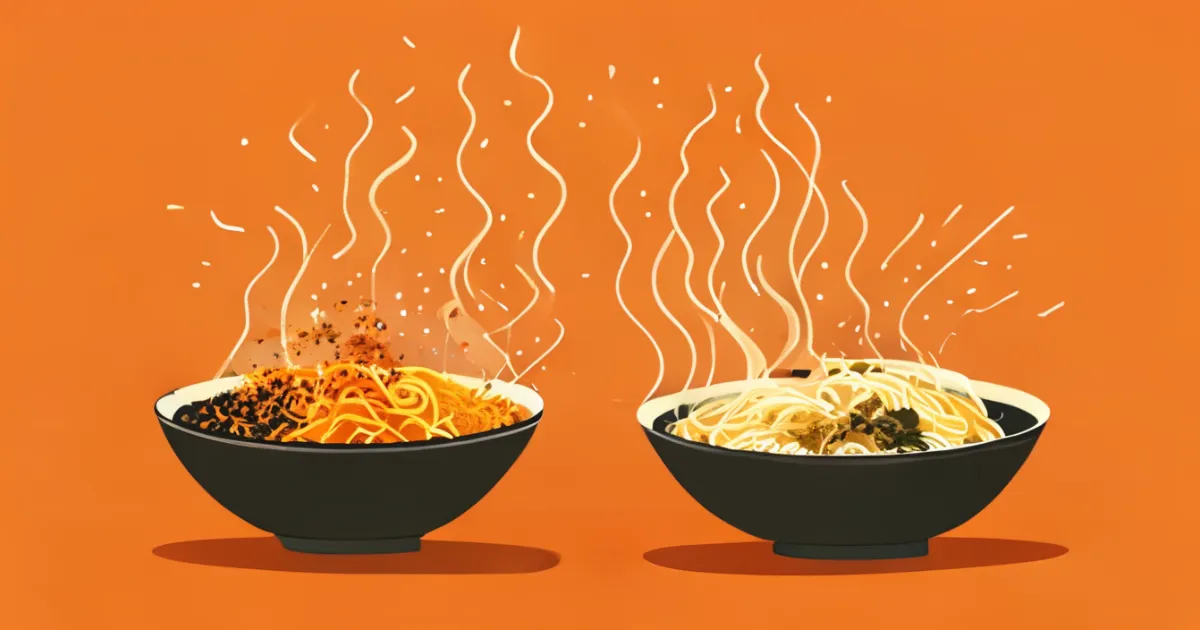 Japanese noodles seasoned with togarashi seven spice blend